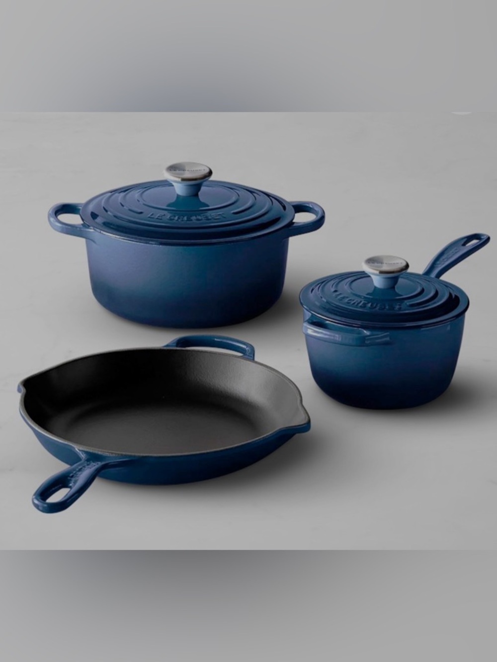 Le Creuset Blue Enamel 5-Piece Cast Iron Cookware Set